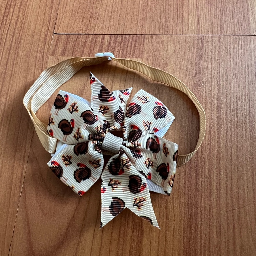 Thanksgiving turkey print bow cat/dog collar